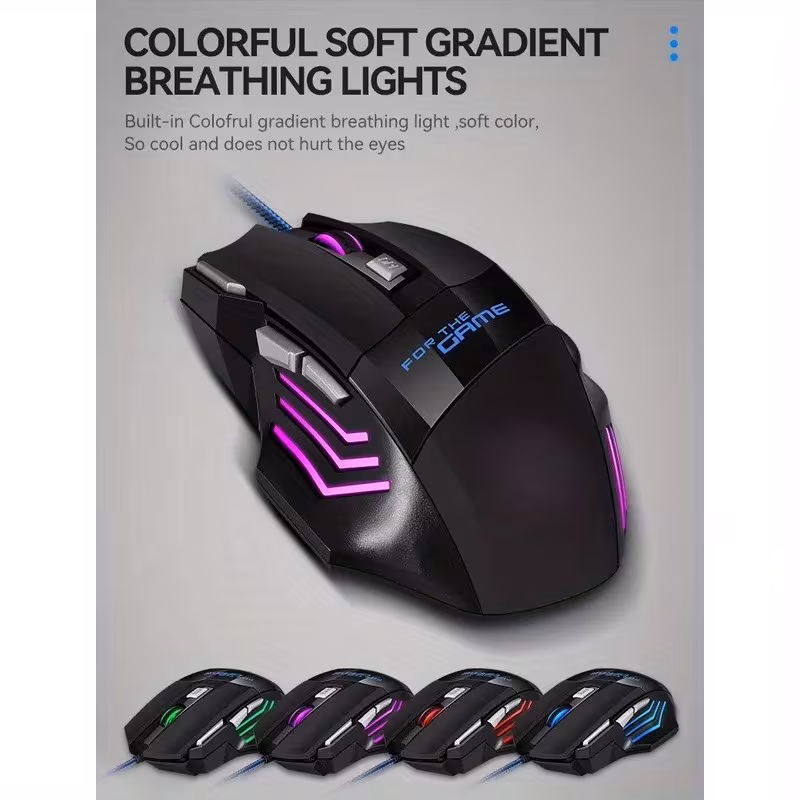 Mouse TIPO Gaming USB con cable Iluminación RGB