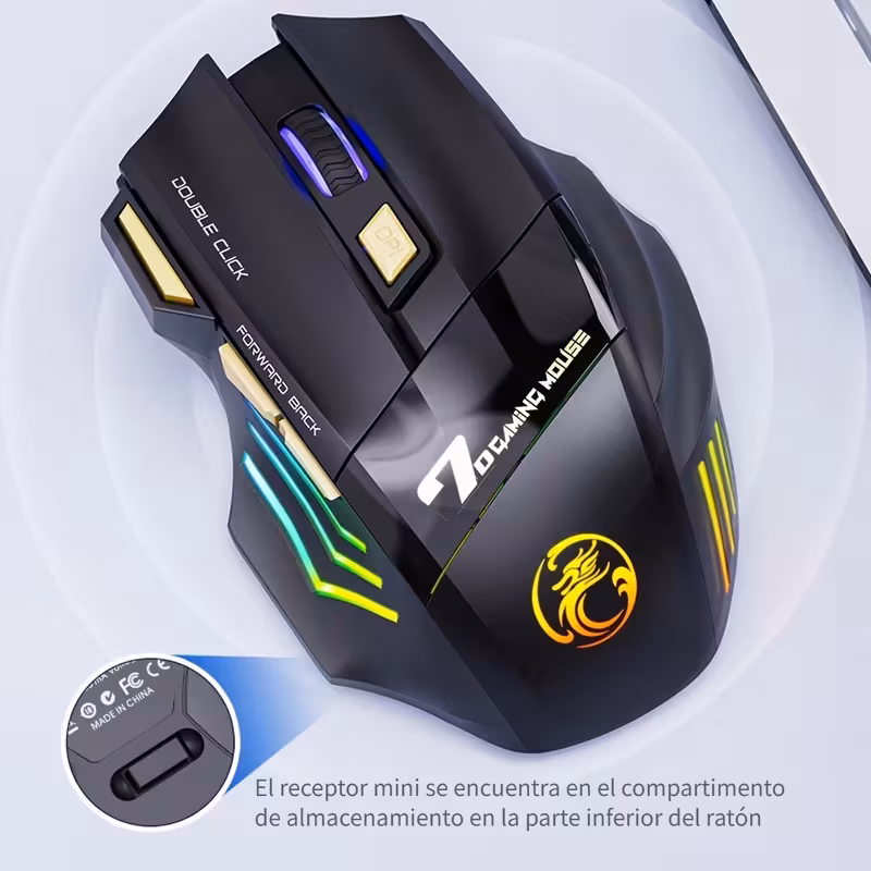 Mouse USB Recargable 7 Botones 2.4G